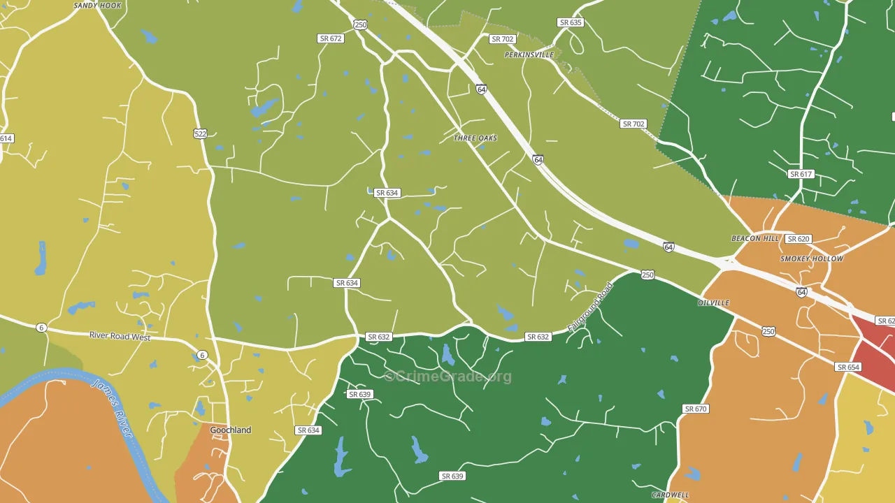Maidens, VA Map of Drug-Related Crime Rates