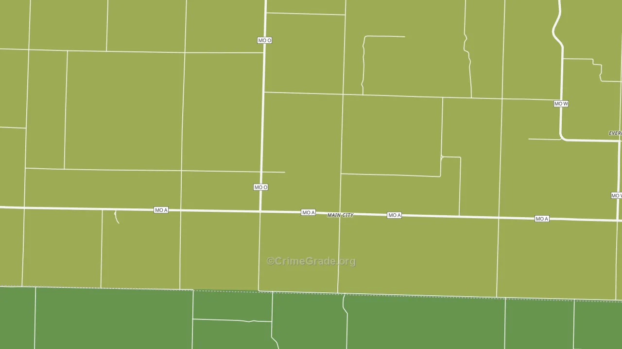 Main City, MO Map of Drug-Related Crime Rates