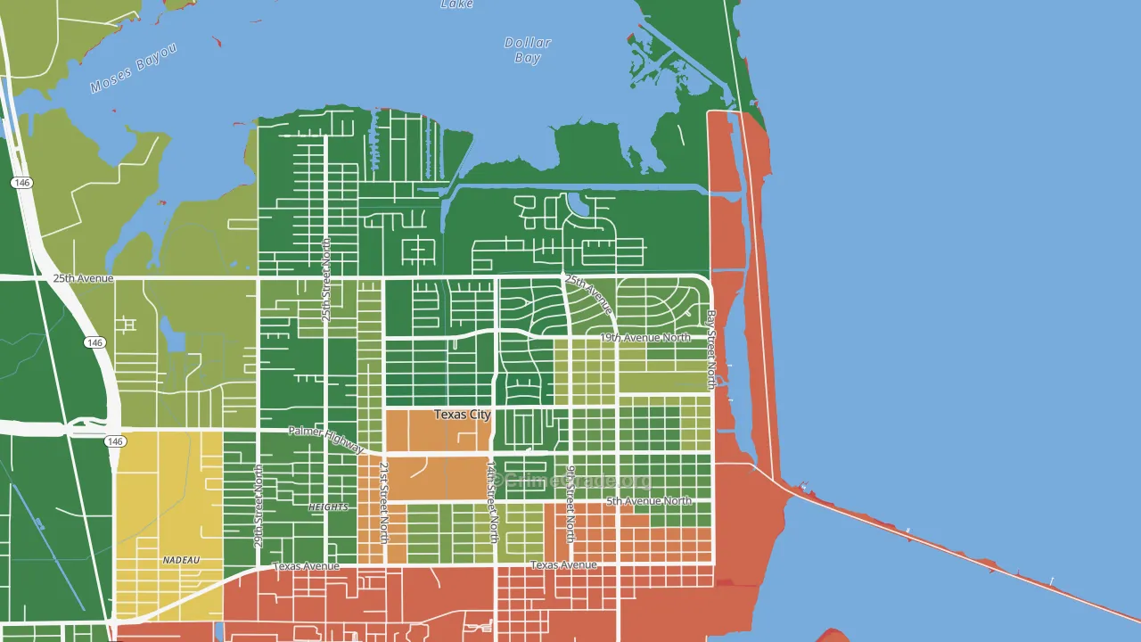 Mainland Park, Texas City, TX Map of Drug-Related Crime Rates