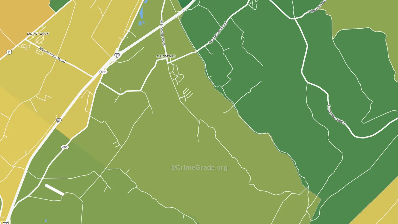 Mainsville, PA Map of Drug-Related Crime Rates