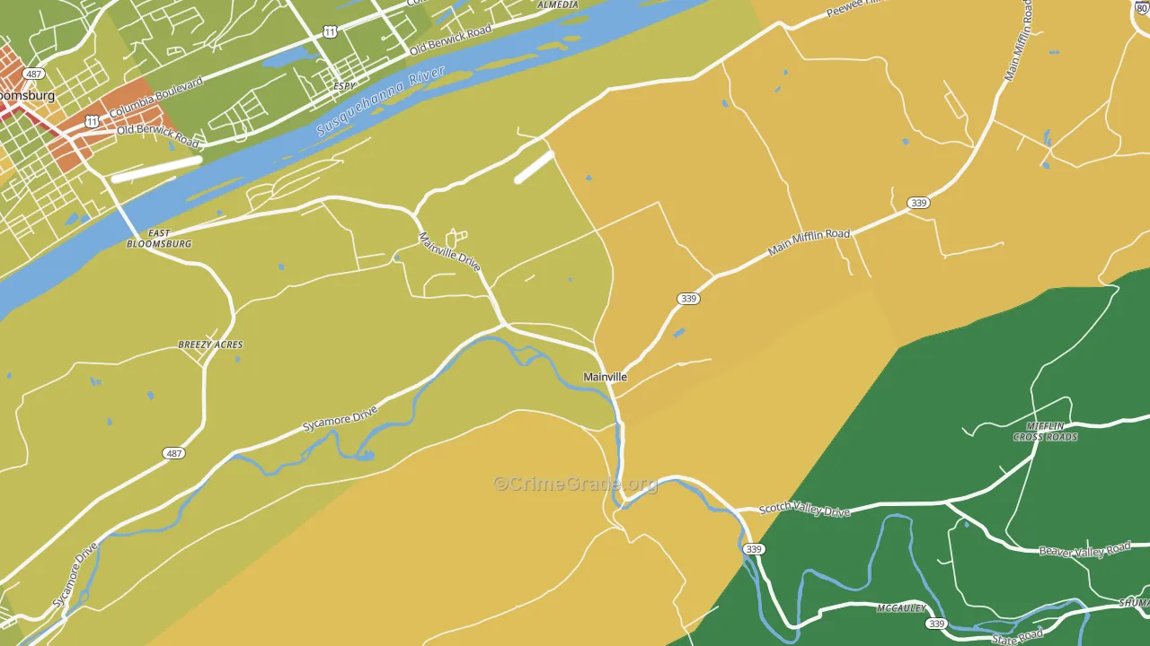 Mainville, PA Map of Drug-Related Crime Rates