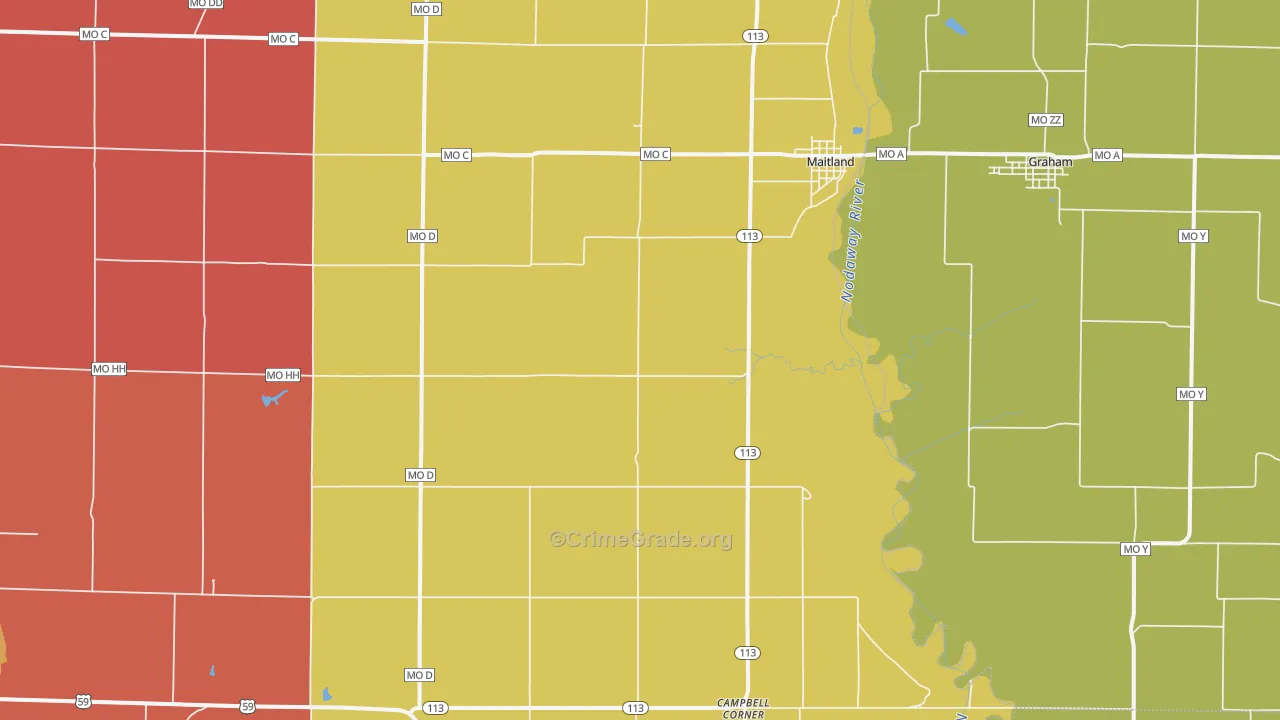 Maitland, MO Map of Drug-Related Crime Rates