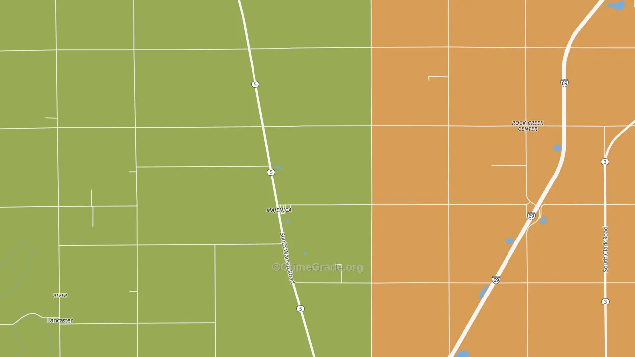 Majenica, IN Map of Drug-Related Crime Rates
