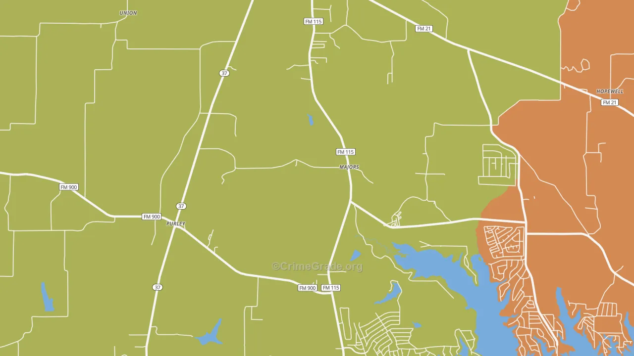 Majors, TX Map of Drug-Related Crime Rates