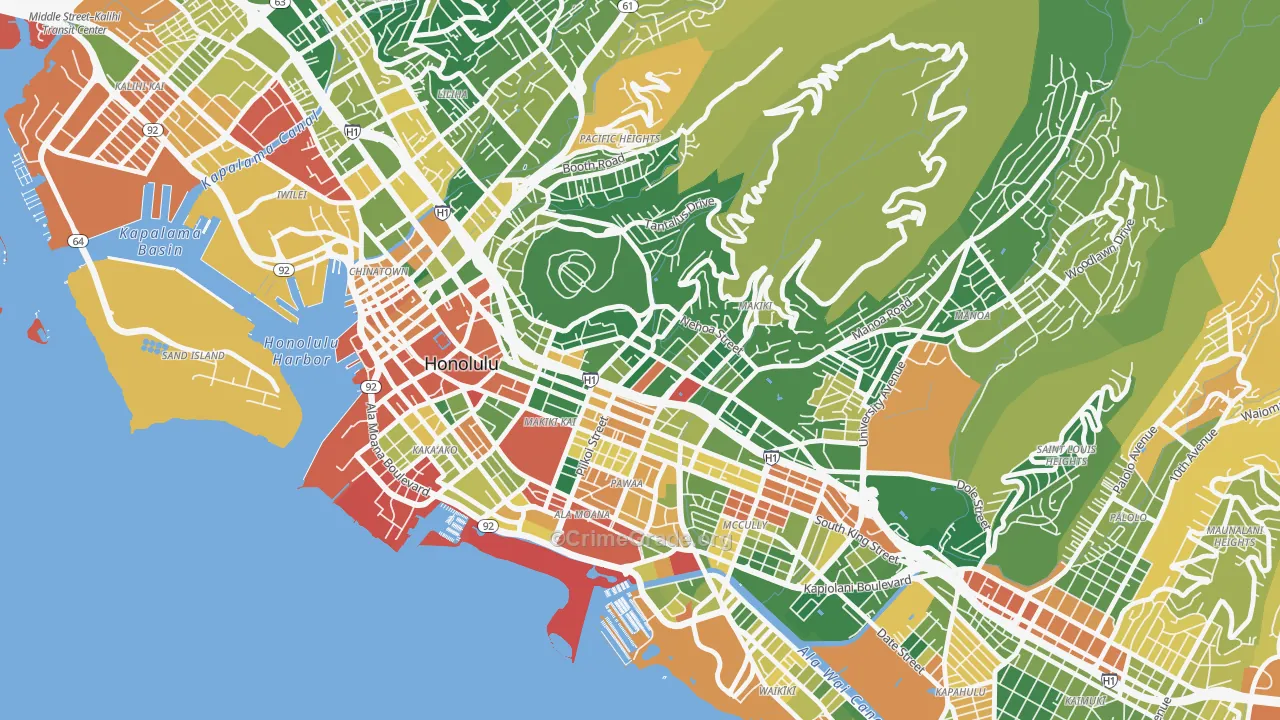 Makiki, Honolulu, HI Map of Drug-Related Crime Rates