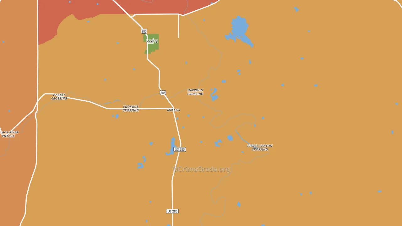 Malaga, NM Map of Drug-Related Crime Rates