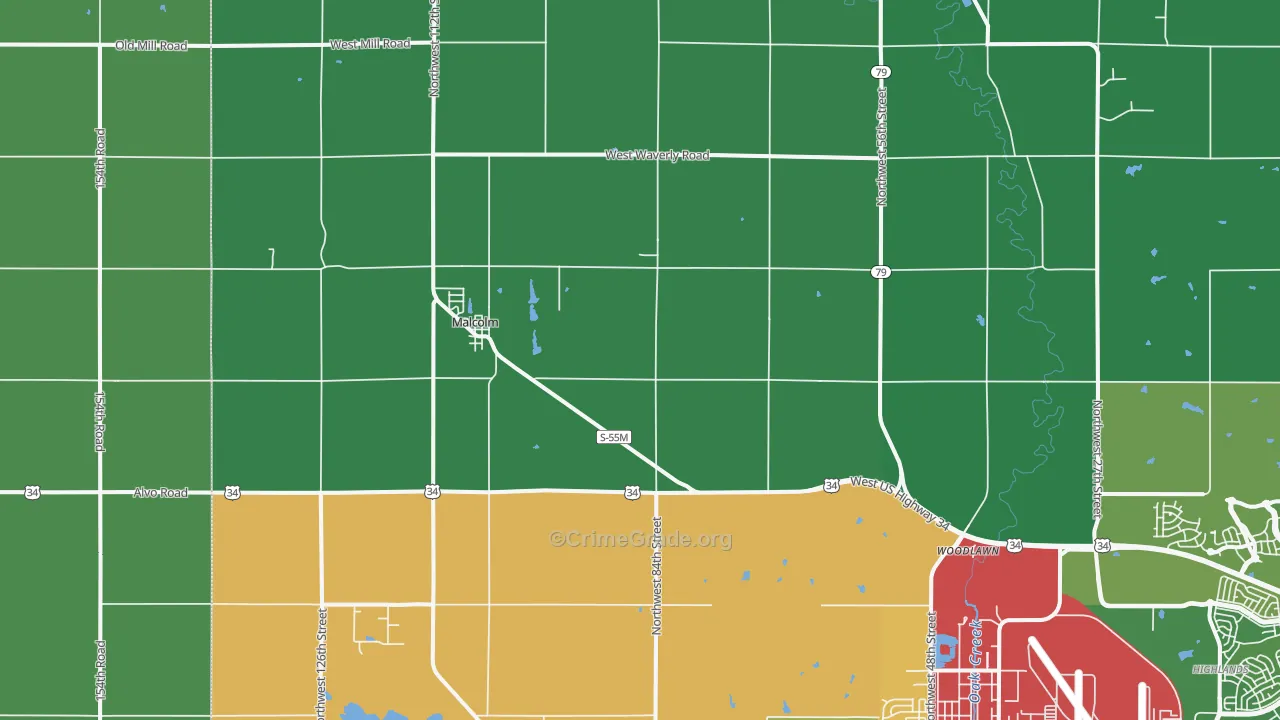 Malcolm, NE Map of Drug-Related Crime Rates