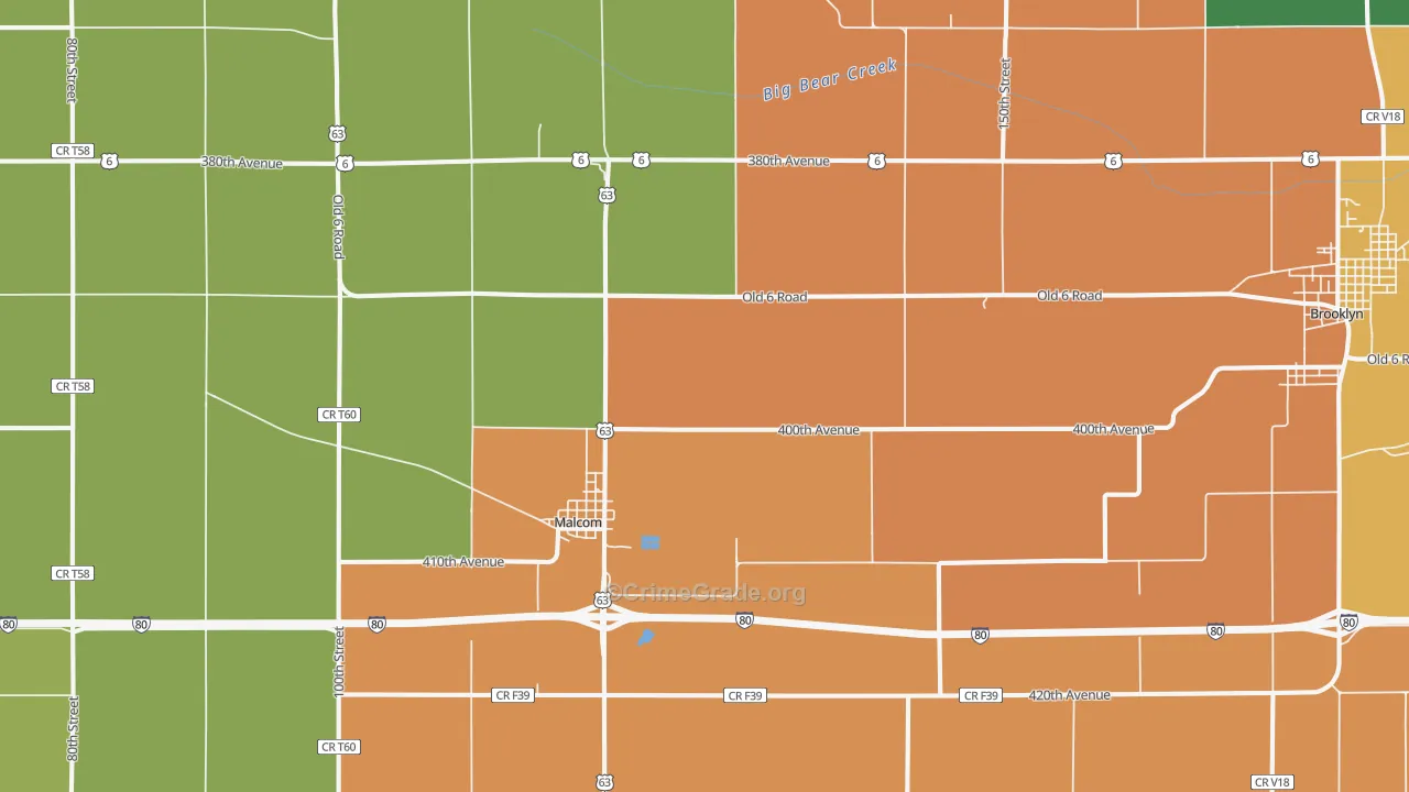 Malcom, IA Map of Drug-Related Crime Rates
