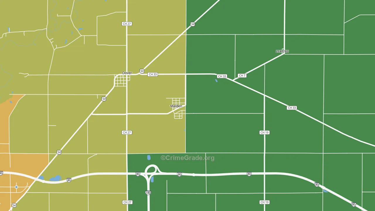 Malden, IL Map of Drug-Related Crime Rates