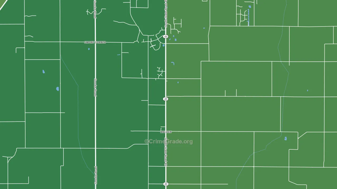 Malden, IN Map of Drug-Related Crime Rates