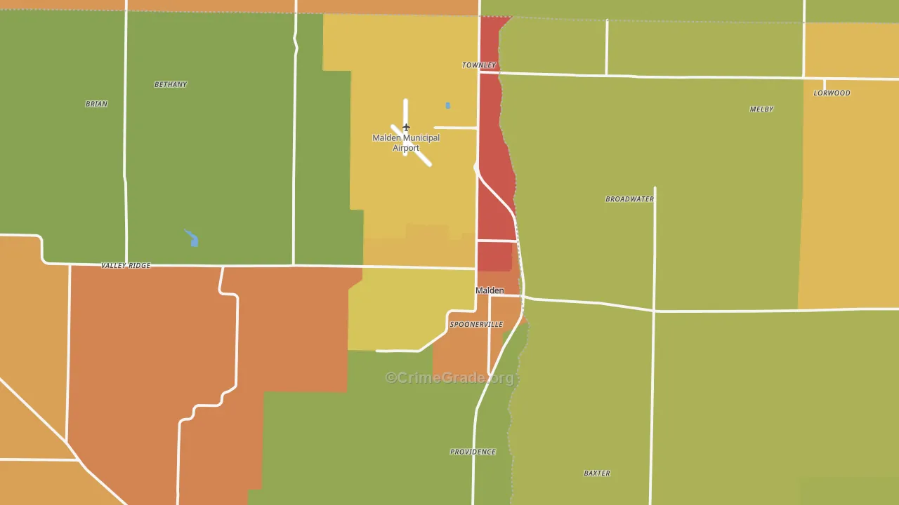 Malden, MO Map of Drug-Related Crime Rates