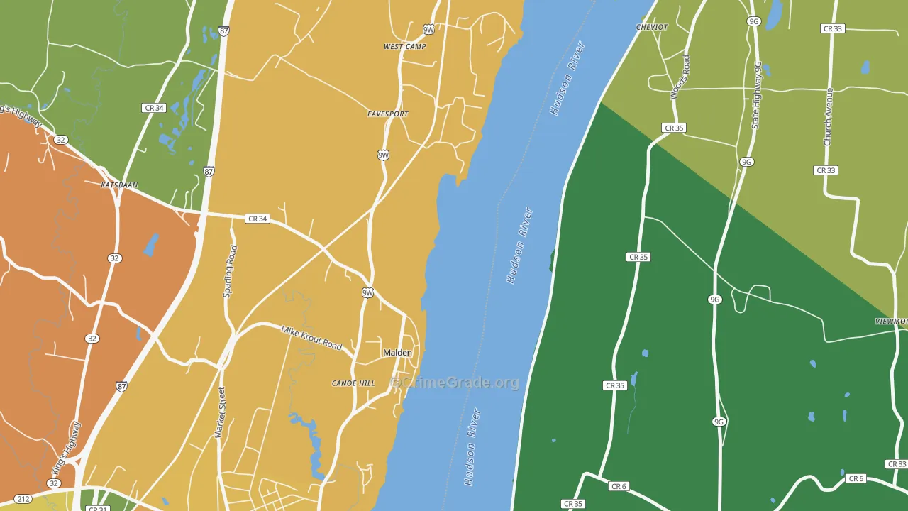 Malden-on-Hudson, NY Map of Drug-Related Crime Rates