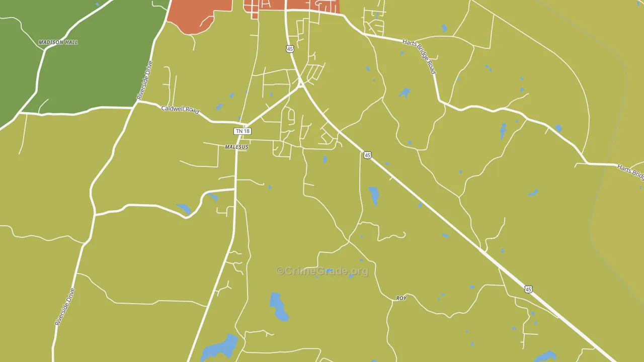 Malesus, TN Map of Drug-Related Crime Rates