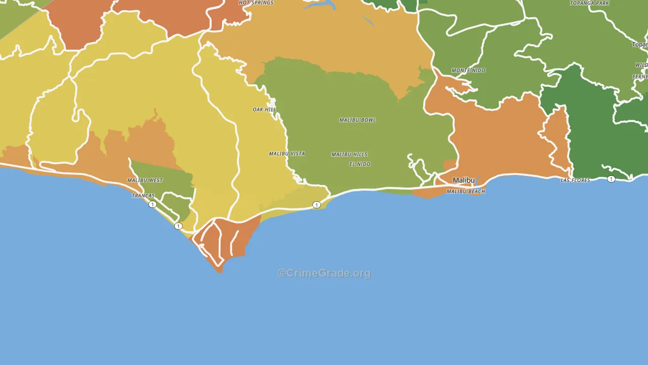 Malibu, CA Map of Drug-Related Crime Rates