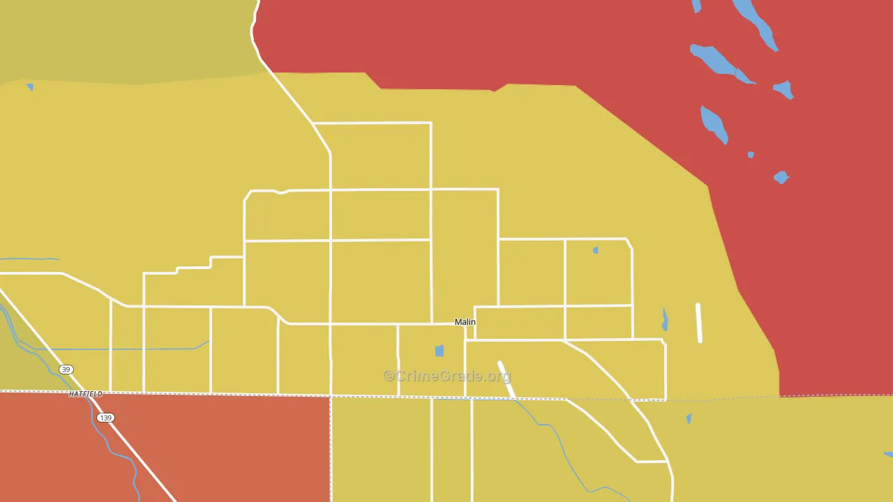 Malin, OR Map of Drug-Related Crime Rates