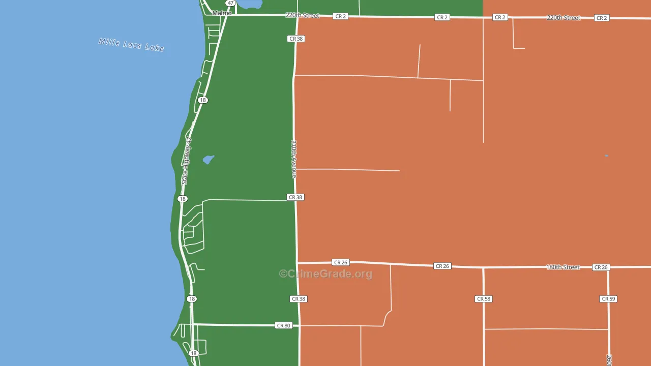 Malmo, MN Map of Drug-Related Crime Rates