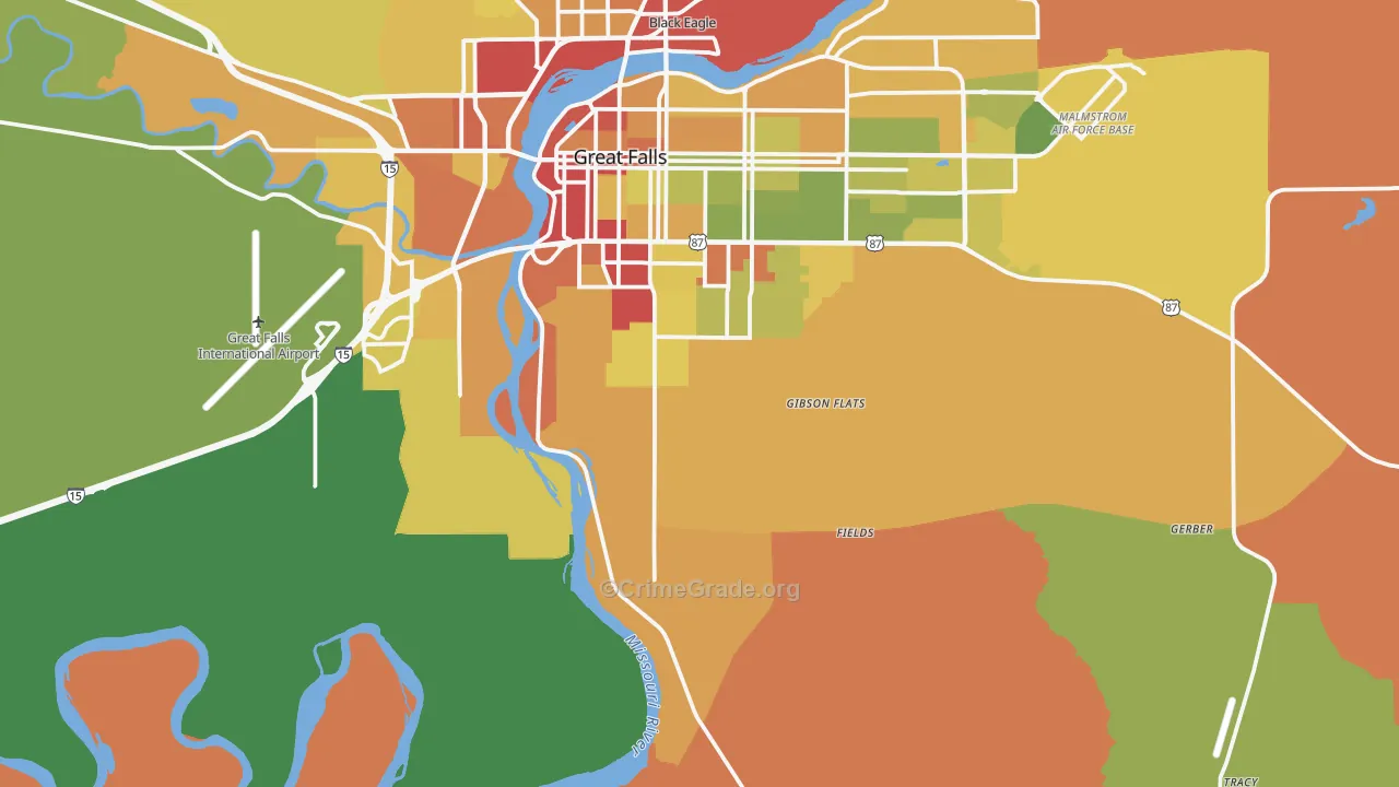 Malmstrom Air Force Base, MT Map of Drug-Related Crime Rates