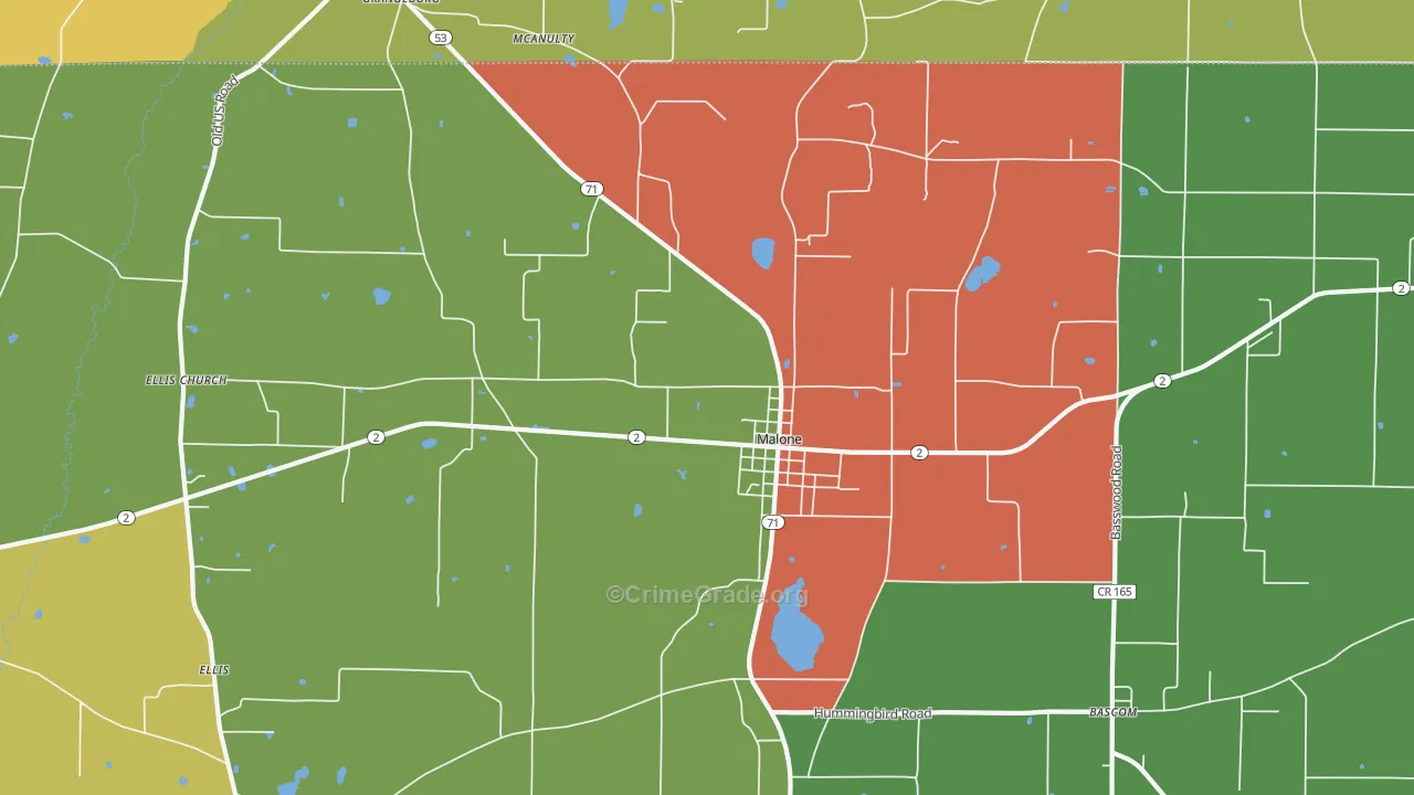 Malone, FL Map of Drug-Related Crime Rates