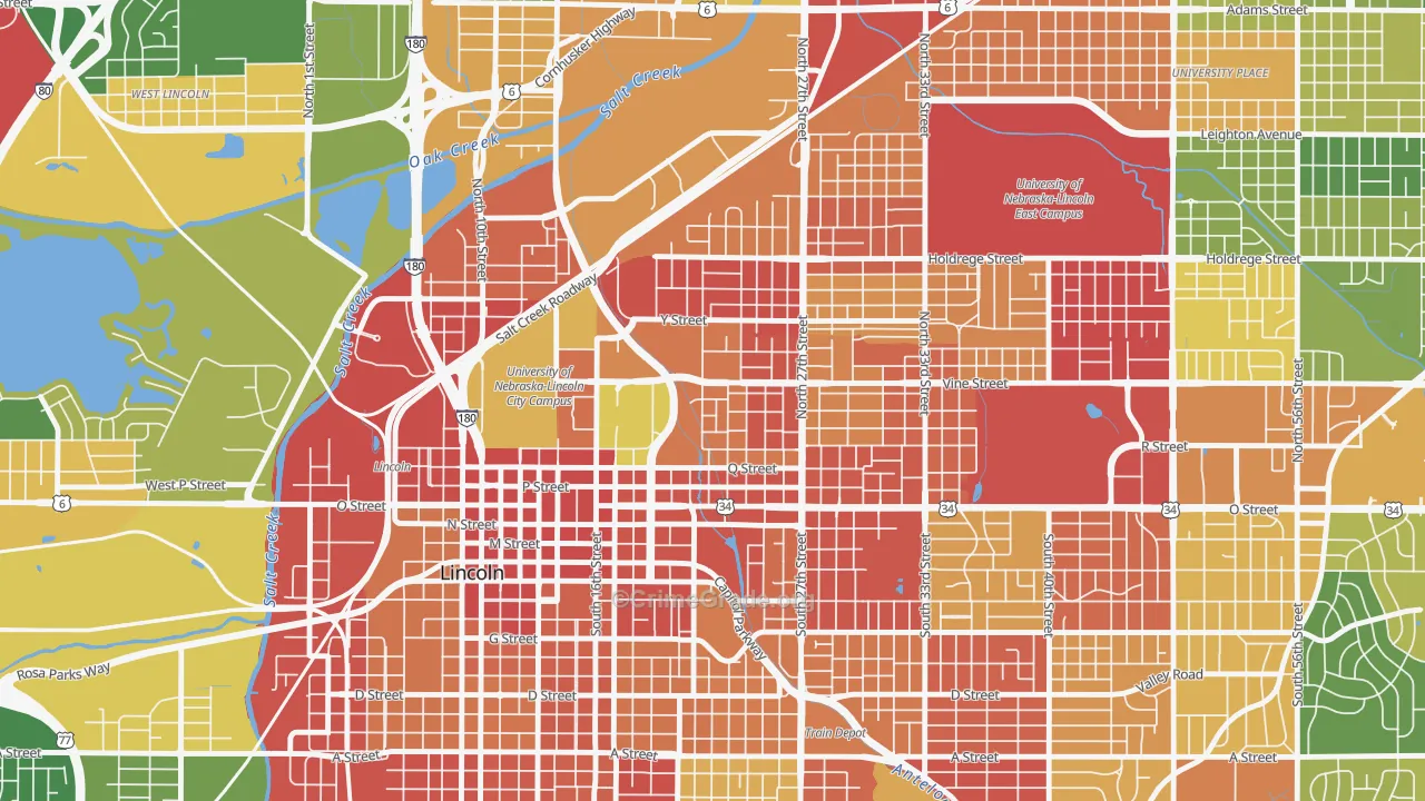 Malone, Lincoln, NE Map of Drug-Related Crime Rates