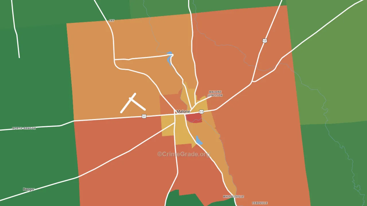Malone, NY Map of Drug-Related Crime Rates