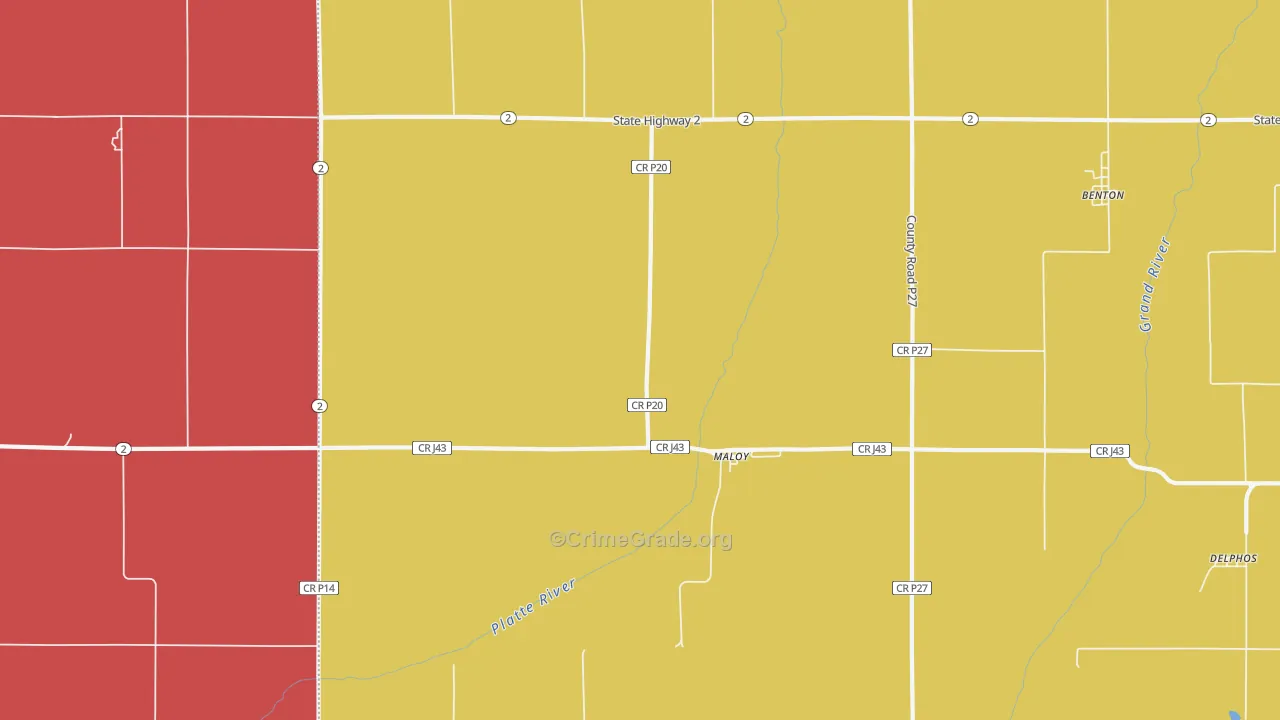 Maloy, IA Map of Drug-Related Crime Rates