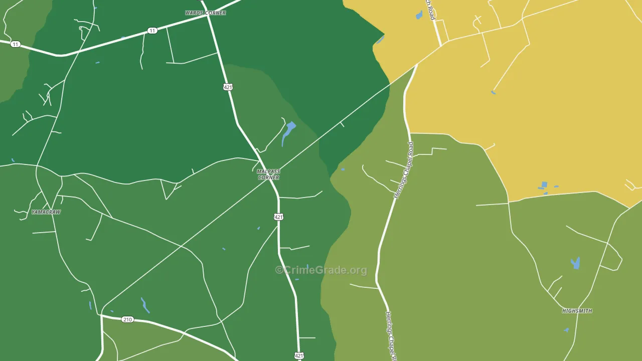 Malpass Corner, NC Map of Drug-Related Crime Rates