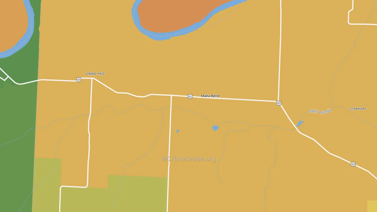 Malta Bend, MO Map of Drug-Related Crime Rates