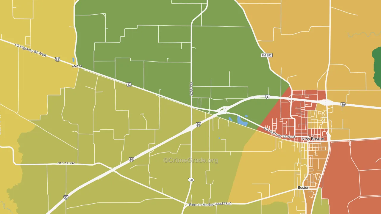 Malta, TX Map of Drug-Related Crime Rates