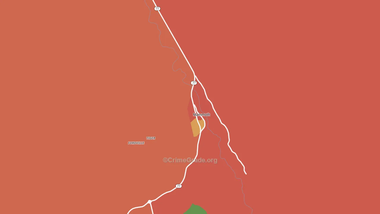 Mammoth, AZ Map of Drug-Related Crime Rates