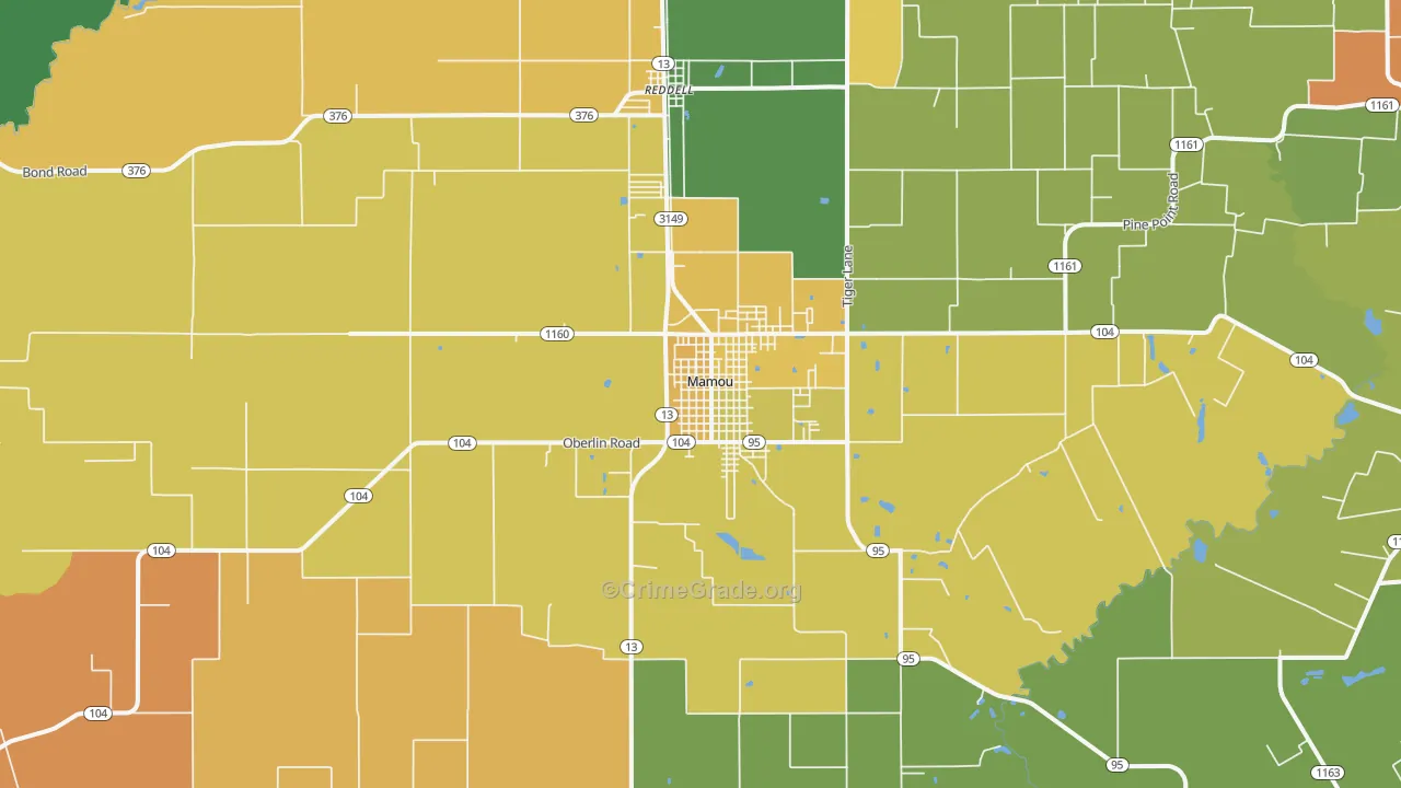 Mamou, LA Map of Drug-Related Crime Rates