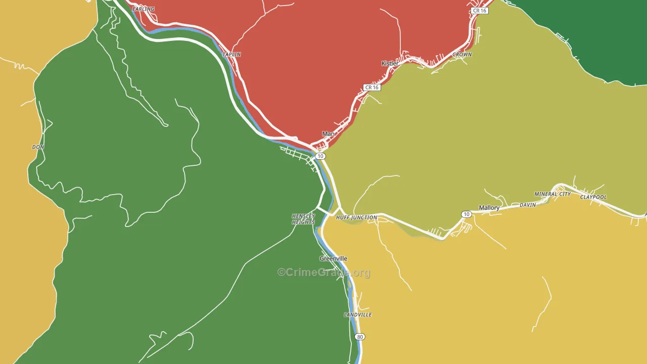 Man, WV Map of Drug-Related Crime Rates