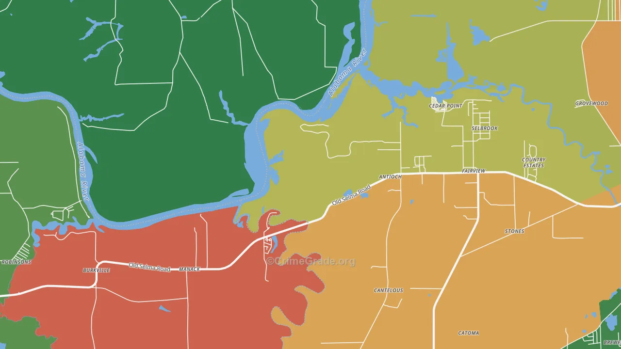 Manack, AL Map of Drug-Related Crime Rates