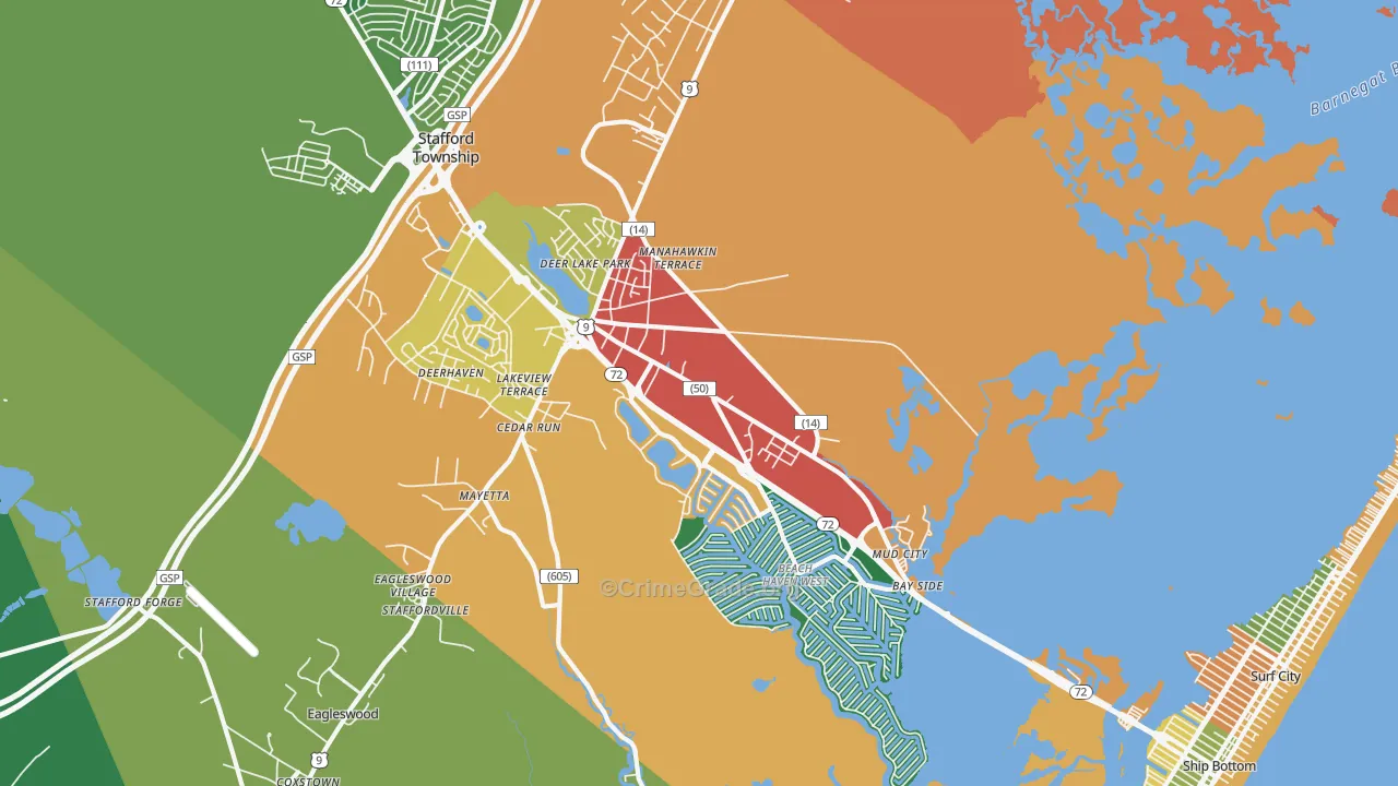 Manahawkin, NJ Map of Drug-Related Crime Rates