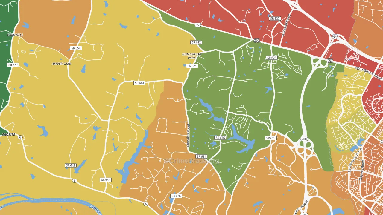 Manakin-Sabot, VA Map of Drug-Related Crime Rates