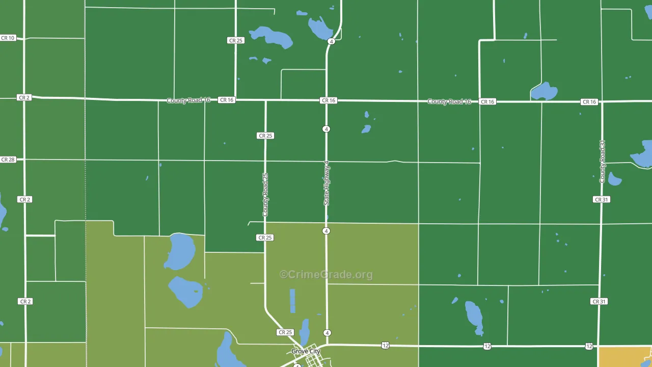 Manannah, MN Map of Drug-Related Crime Rates