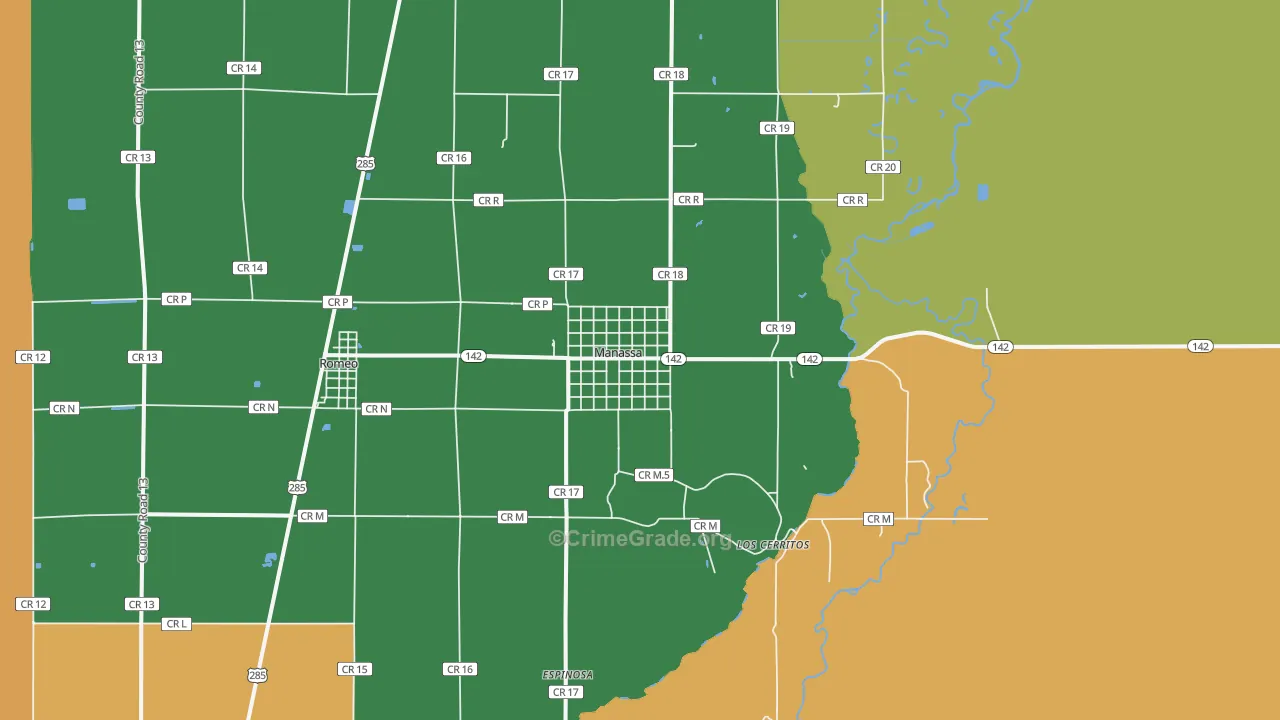 Manassa, CO Map of Drug-Related Crime Rates