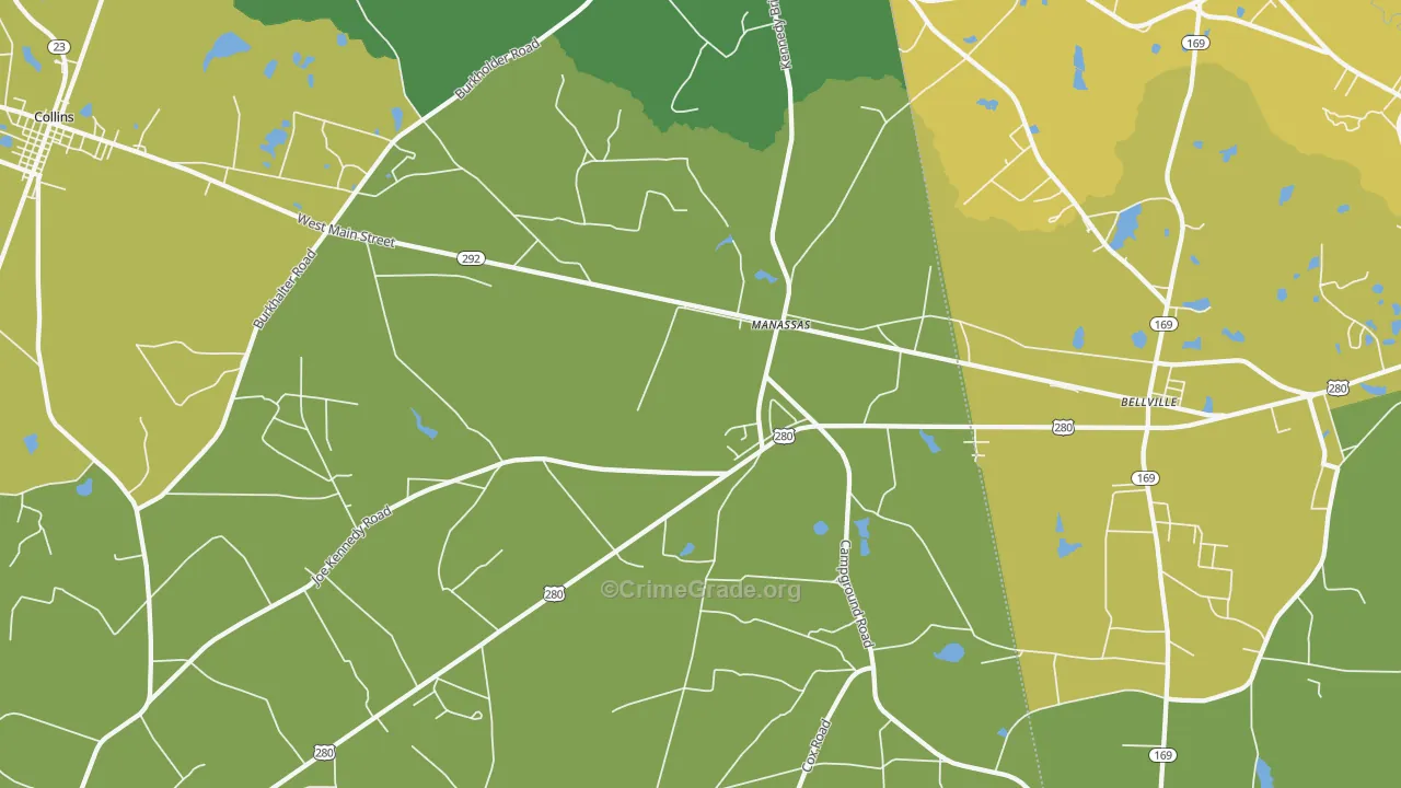 Manassas, GA Map of Drug-Related Crime Rates