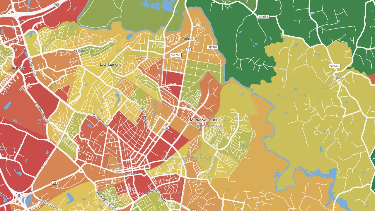 Manassas Park, VA Map of Drug-Related Crime Rates