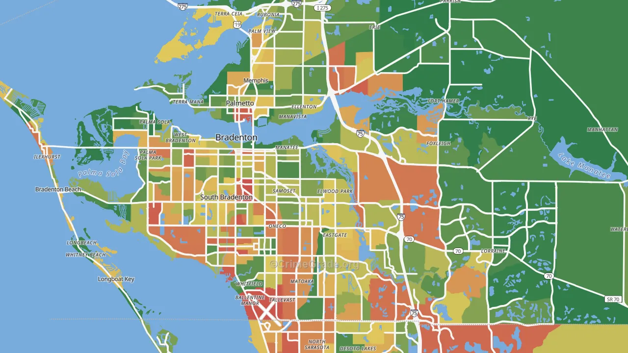 Manatee County, FL Map of Drug-Related Crime Rates