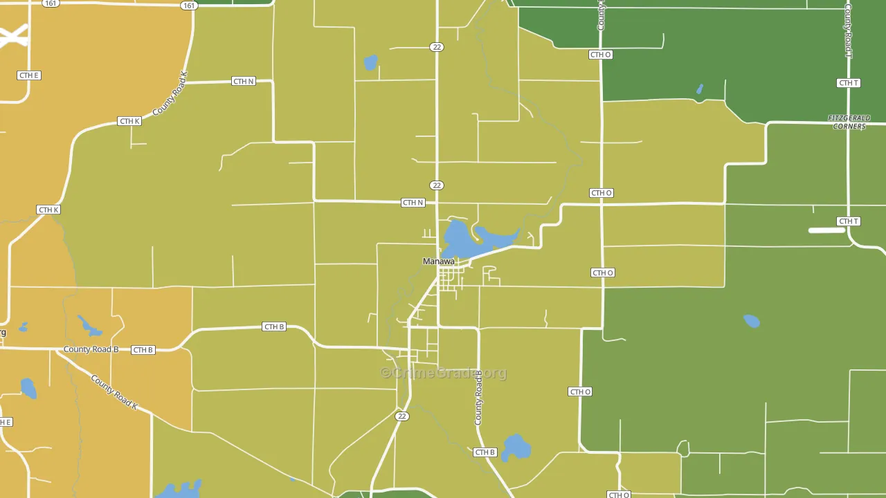 Manawa, WI Map of Drug-Related Crime Rates