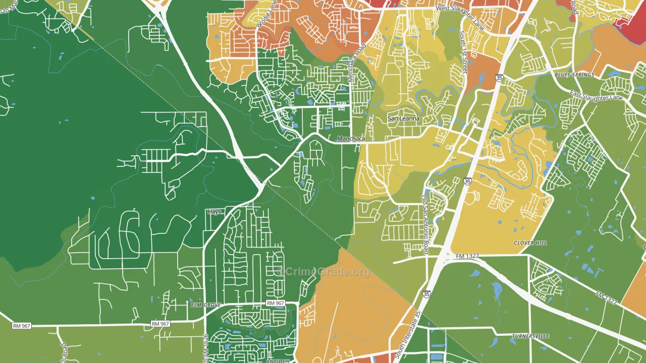Manchaca, TX Map of Drug-Related Crime Rates