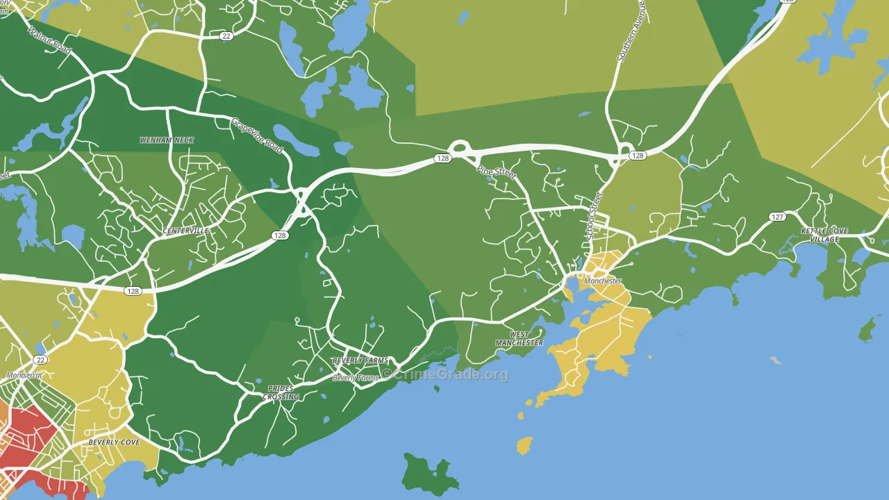 Manchester-By-The-Sea, MA Map of Drug-Related Crime Rates