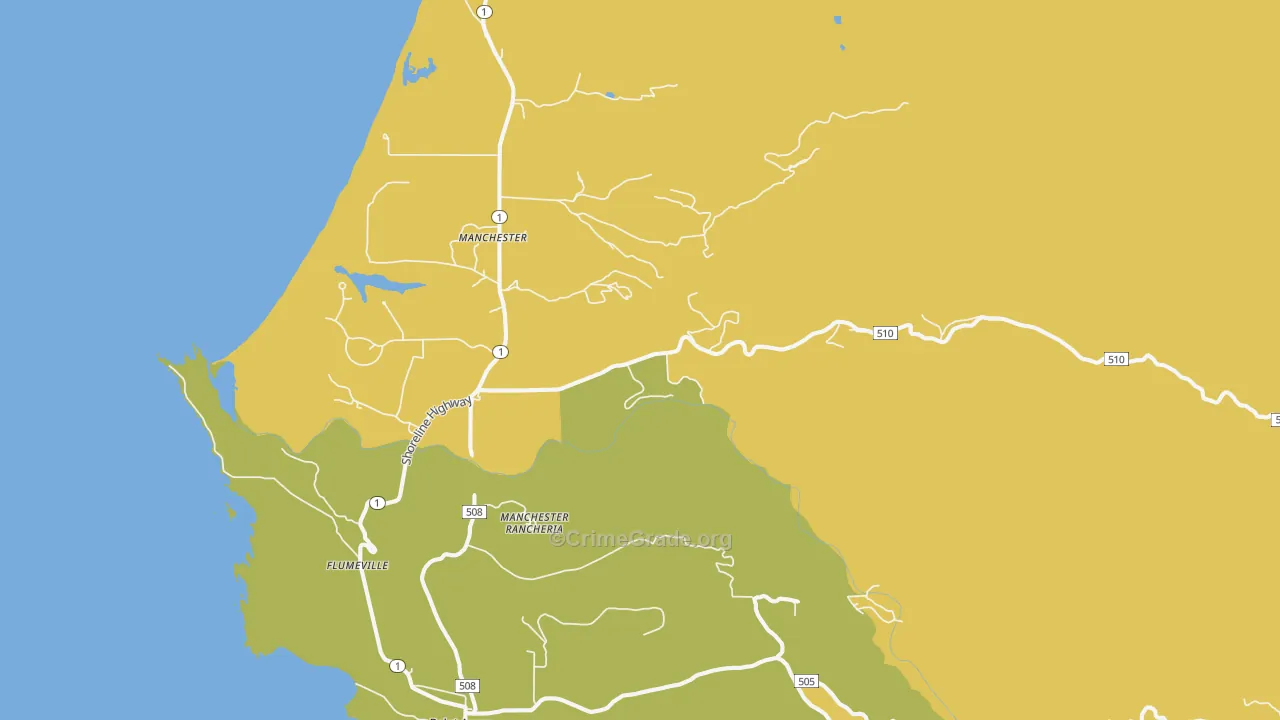 Manchester, CA Map of Drug-Related Crime Rates