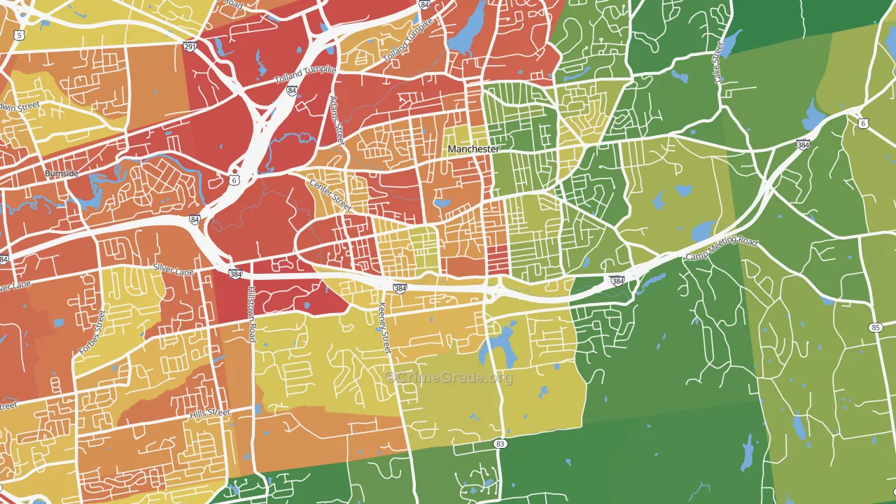Manchester, CT Map of Drug-Related Crime Rates