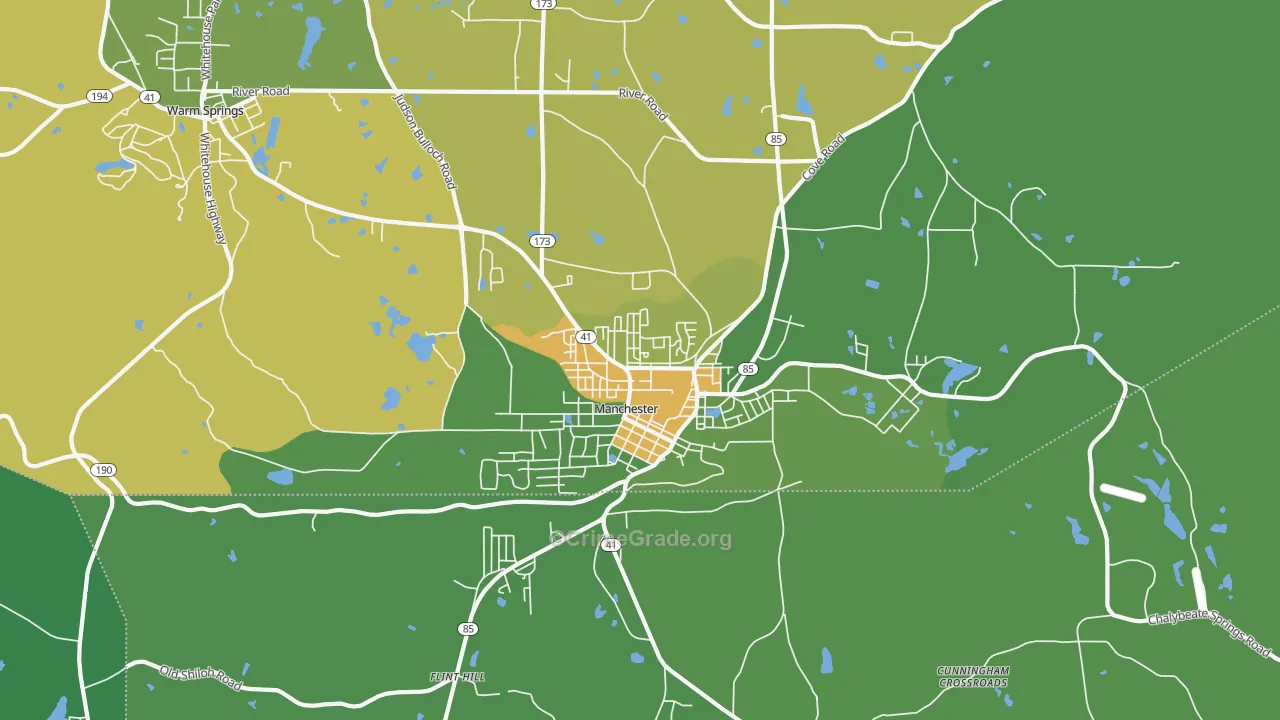 Manchester, GA Map of Drug-Related Crime Rates