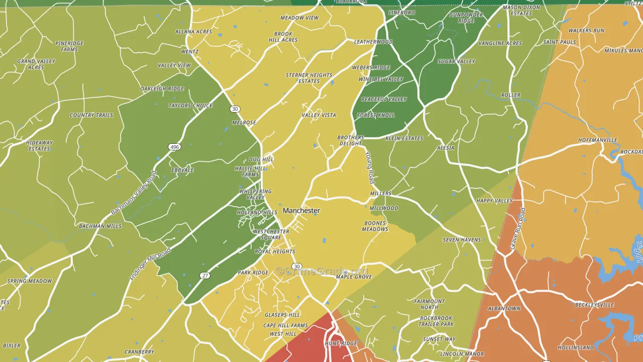 Manchester, MD Map of Drug-Related Crime Rates