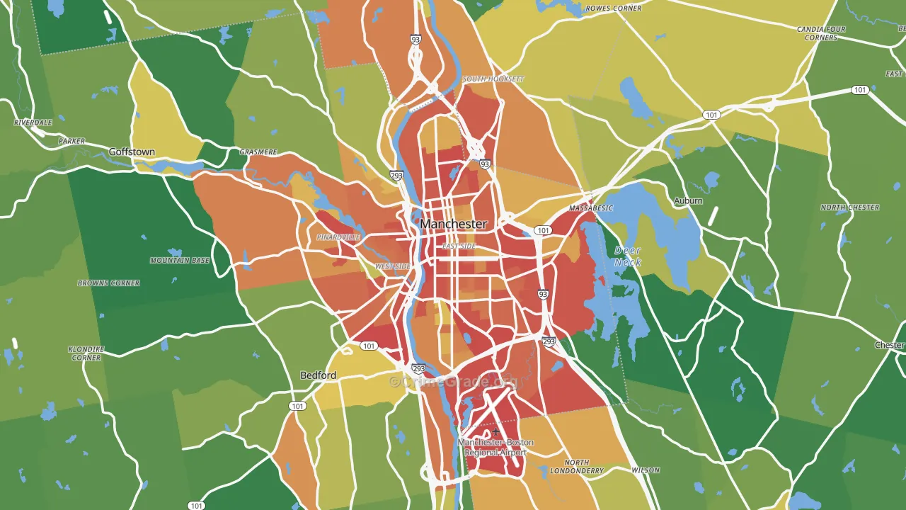 Manchester, NH Map of Drug-Related Crime Rates