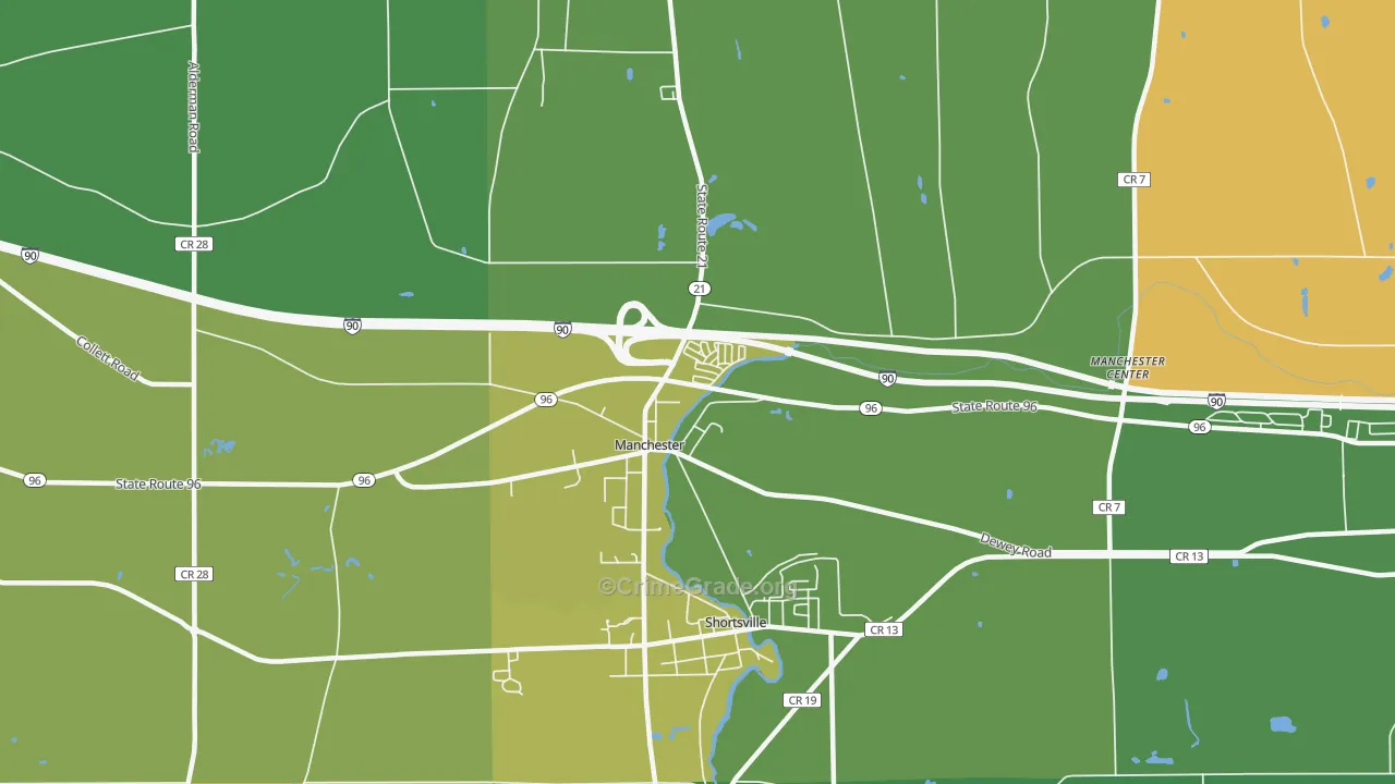 Manchester, NY Map of Drug-Related Crime Rates
