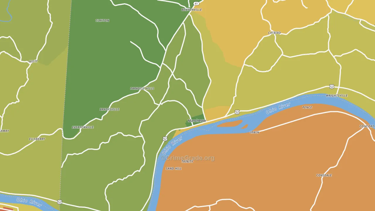 Manchester, OH Map of Drug-Related Crime Rates