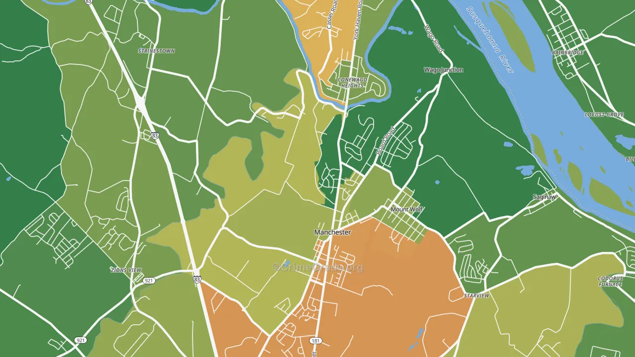 Manchester, PA Map of Drug-Related Crime Rates